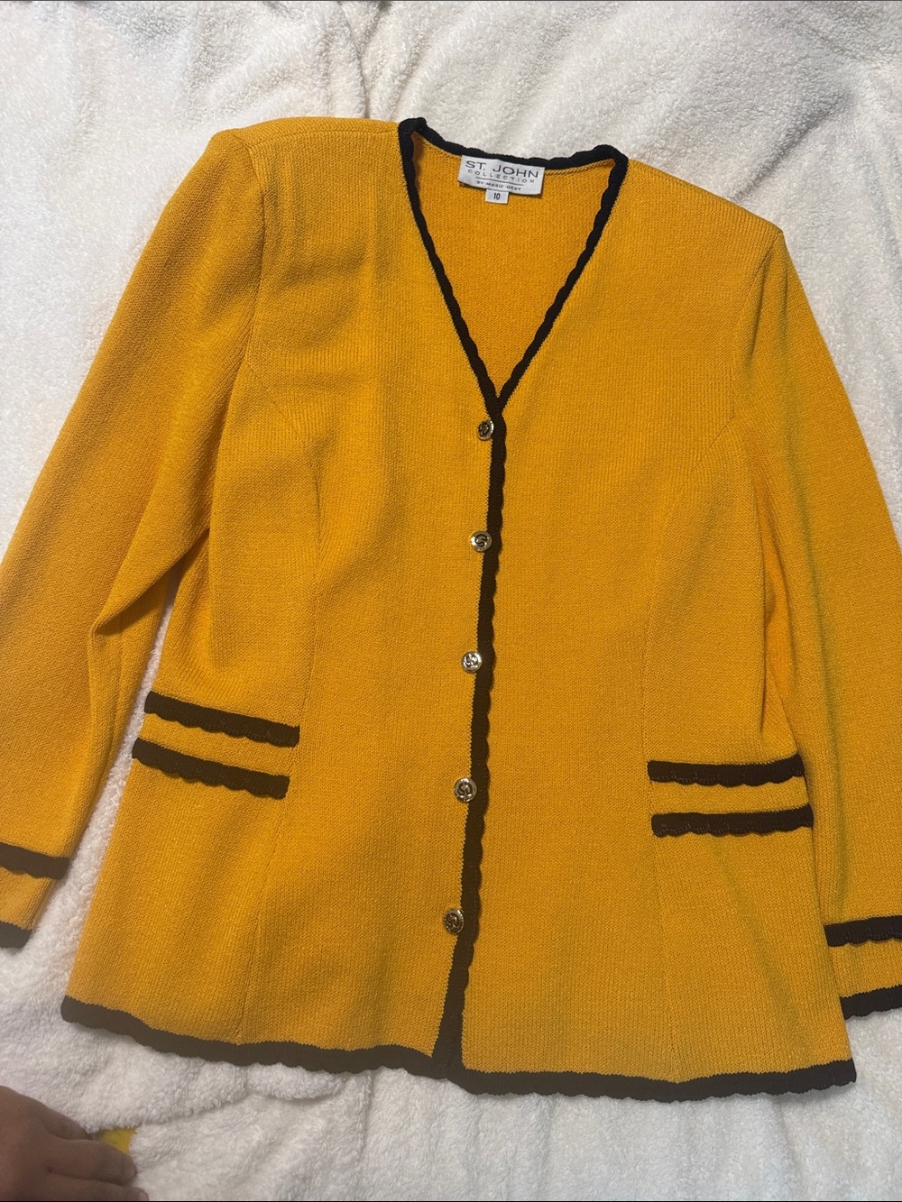 St. John Collection Yellow Knit Blazer with Black Trim